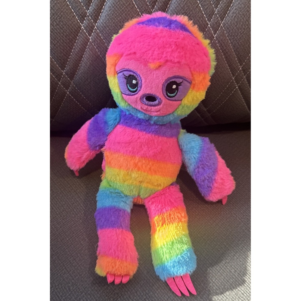 Build-A-Bear mini rainbow sloth Plush Stuffed Toy Zipper Back 8.5 inches